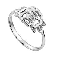 Кольцо серебряное "Роза" с бриллиантом