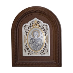 Серебряная икона "Святой Целитель Пантелеймон"